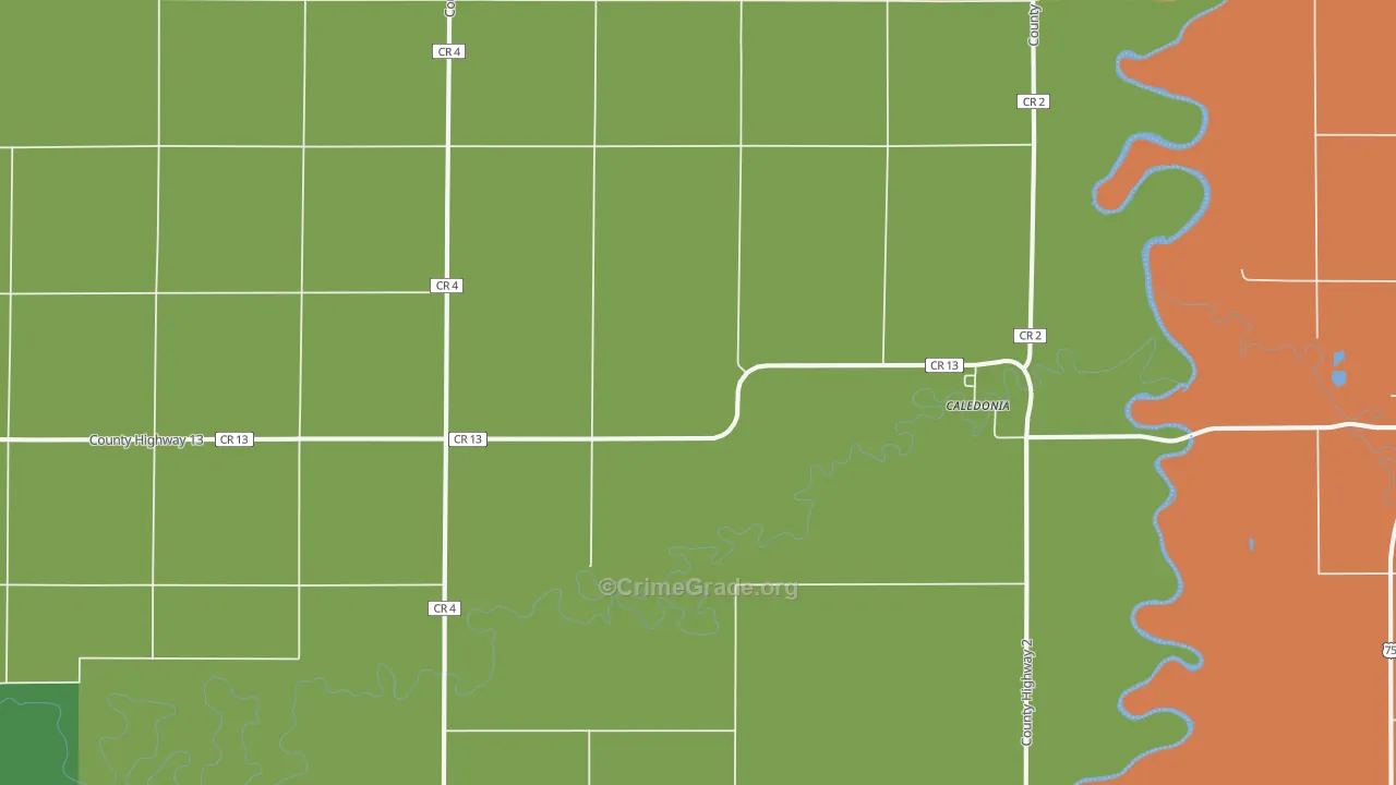 Caledonia, ND Map of Vandalism Rates