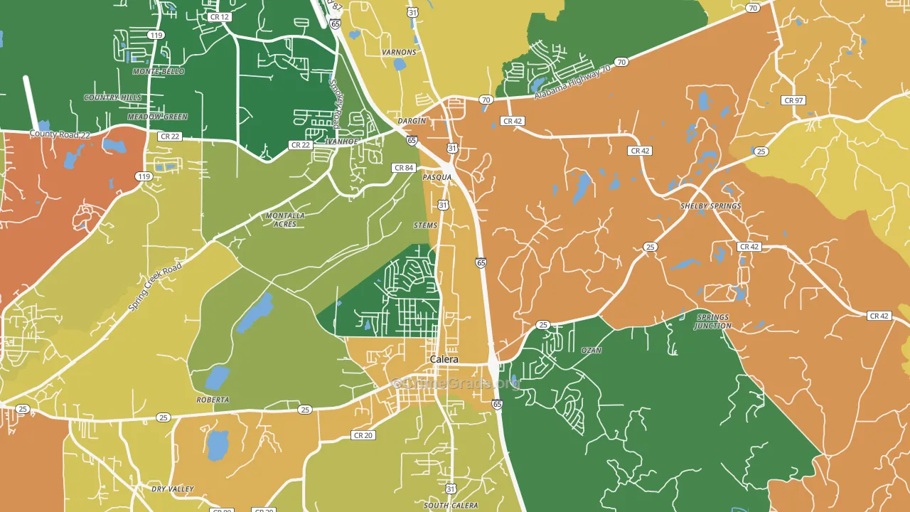 Calera, AL Map of Vandalism Rates