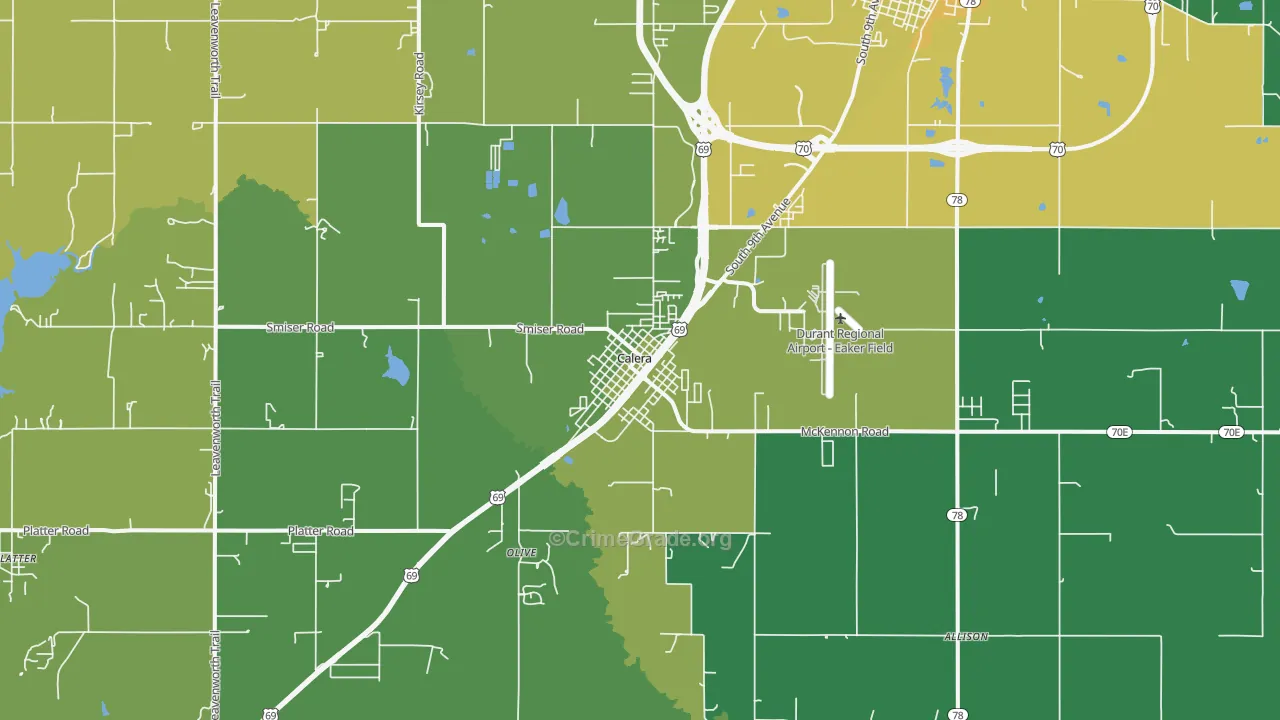 Calera, OK Map of Vandalism Rates