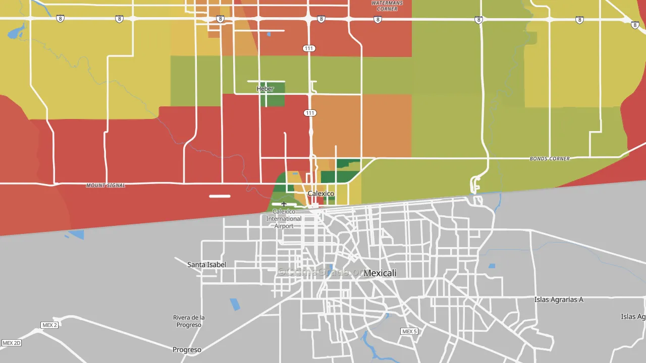 Calexico, CA Map of Vandalism Rates