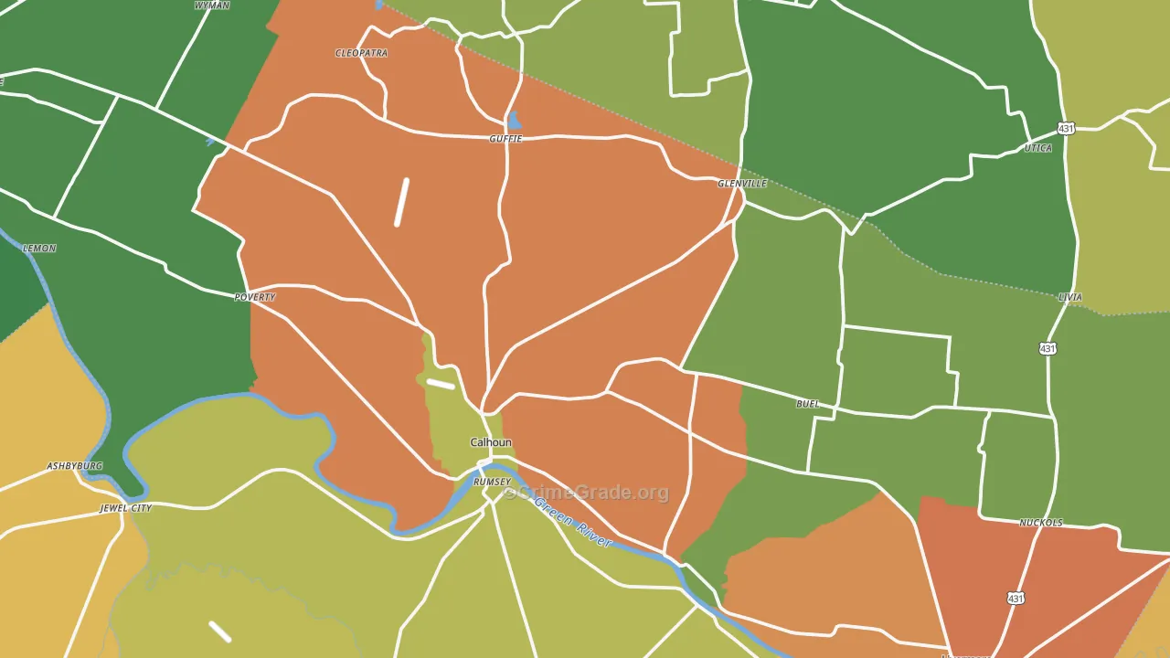 Calhoun, KY Map of Vandalism Rates