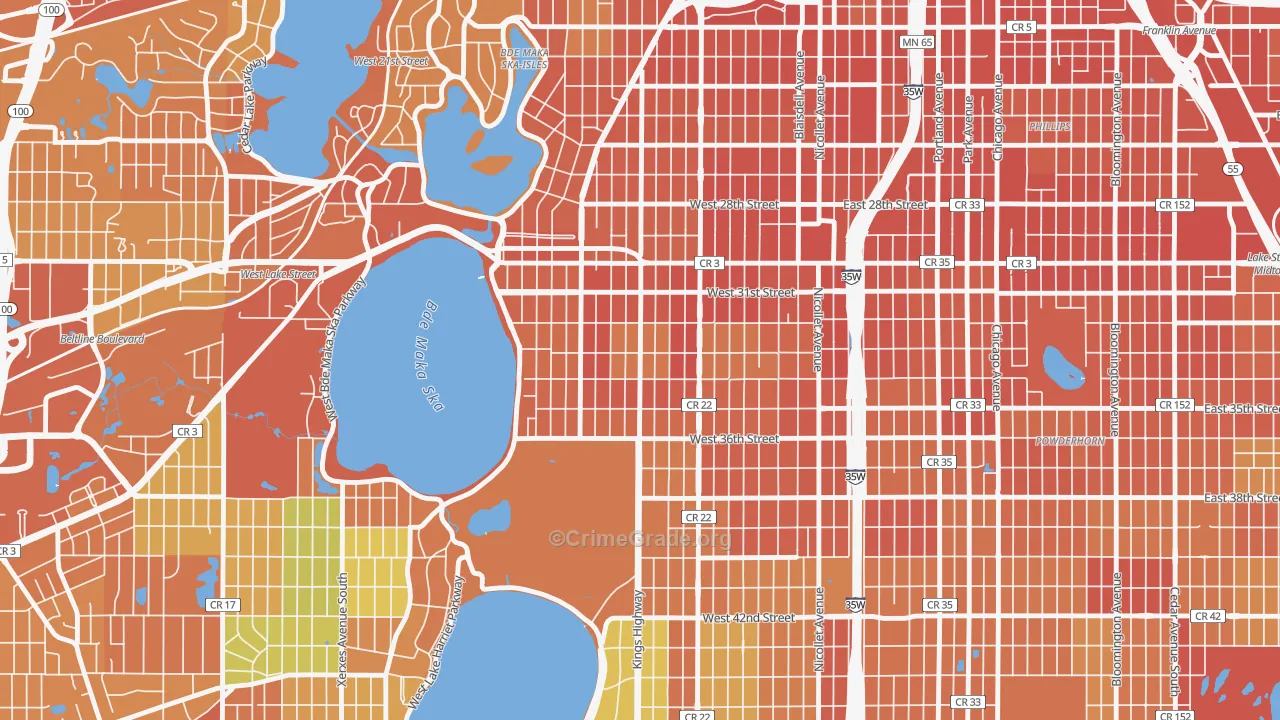 Calhoun, Minneapolis, MN Map of Vandalism Rates