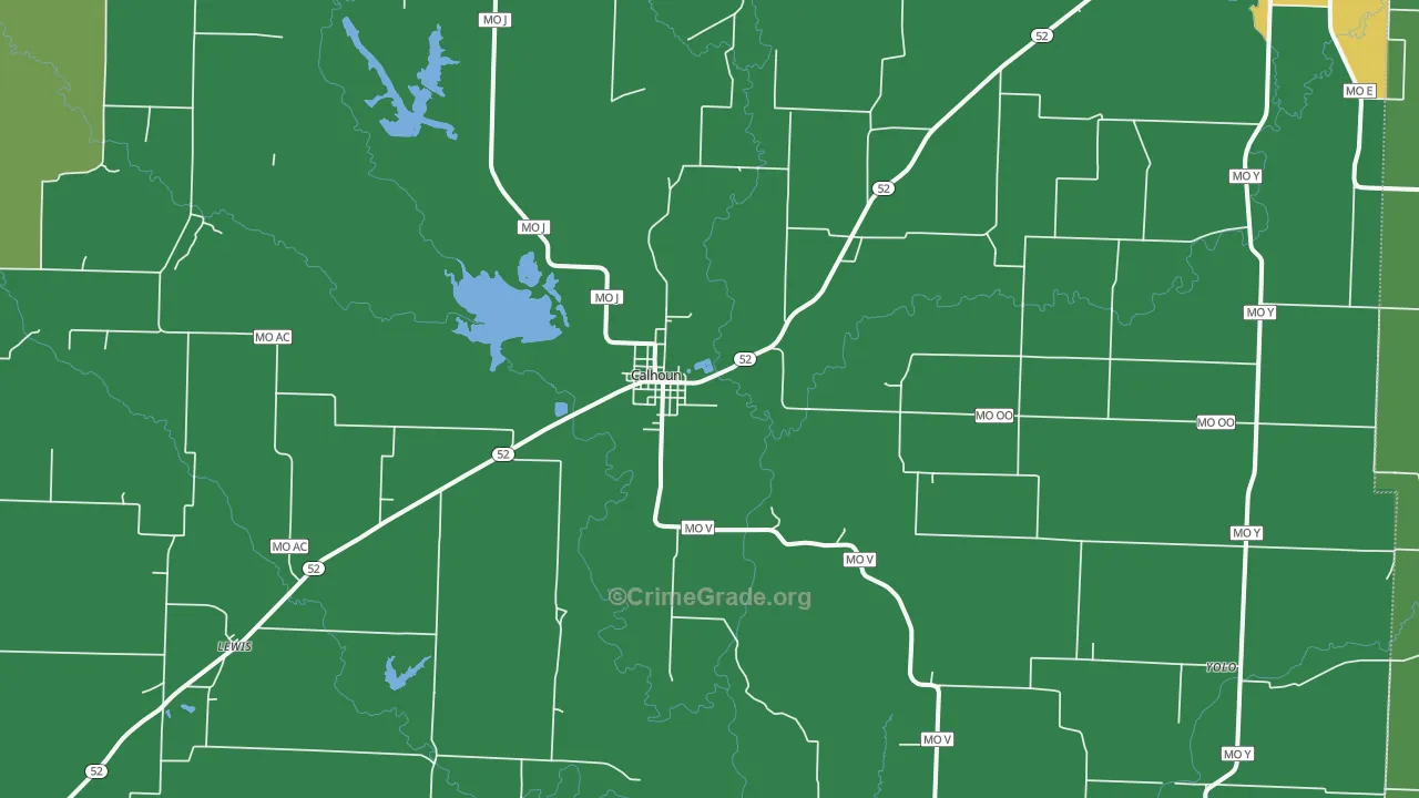 Calhoun, MO Map of Vandalism Rates