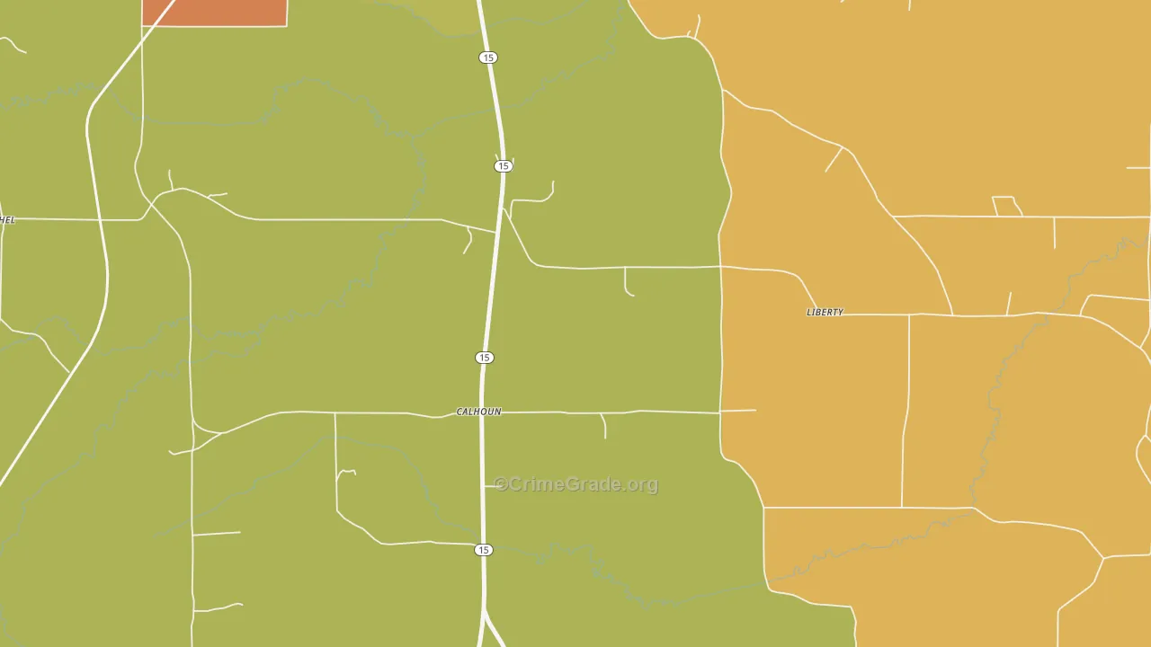 Calhoun, MS Map of Vandalism Rates