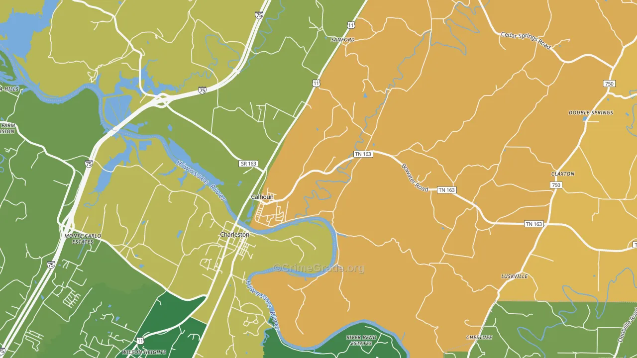 Calhoun, TN Map of Vandalism Rates