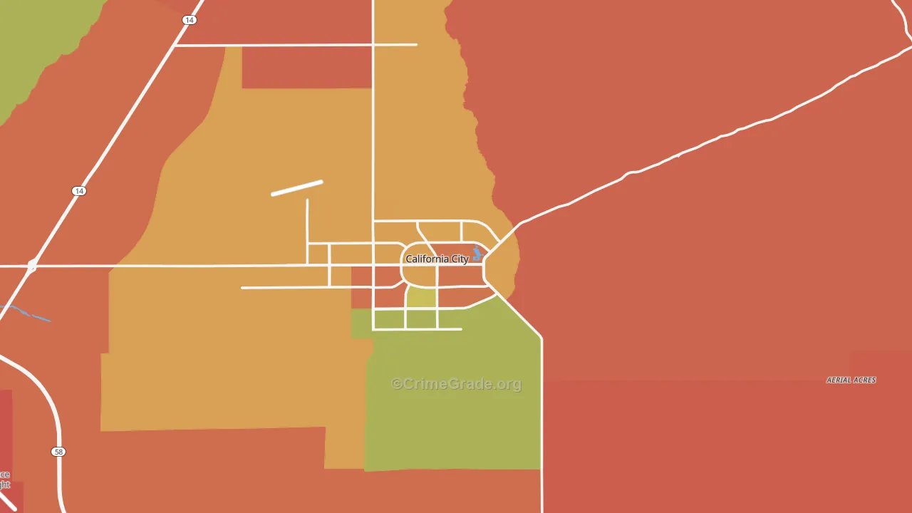 California City, CA Map of Vandalism Rates