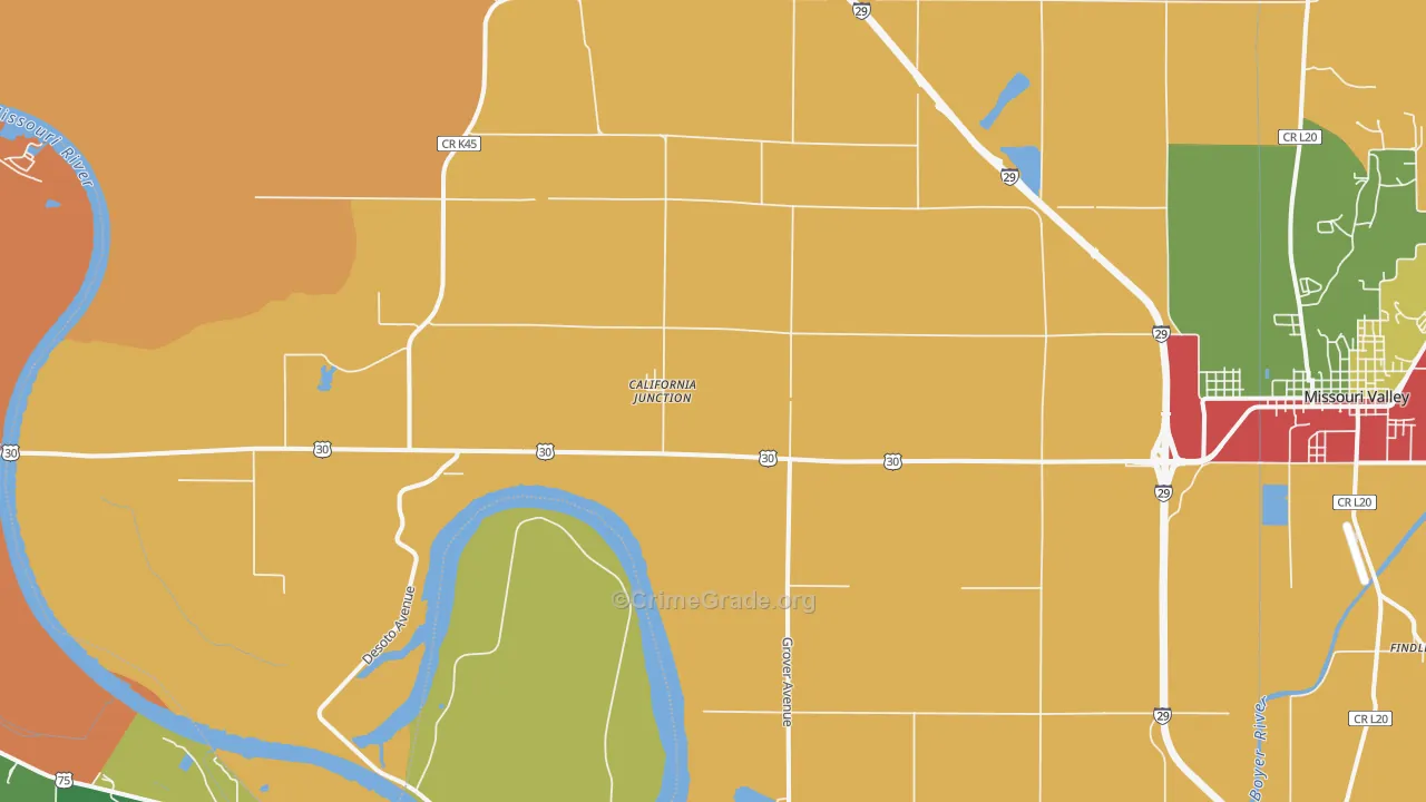California Junction, IA Map of Vandalism Rates