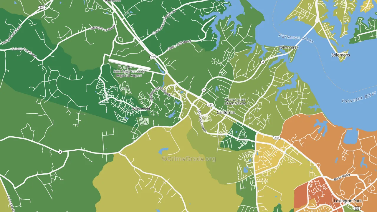 California, MD Map of Vandalism Rates