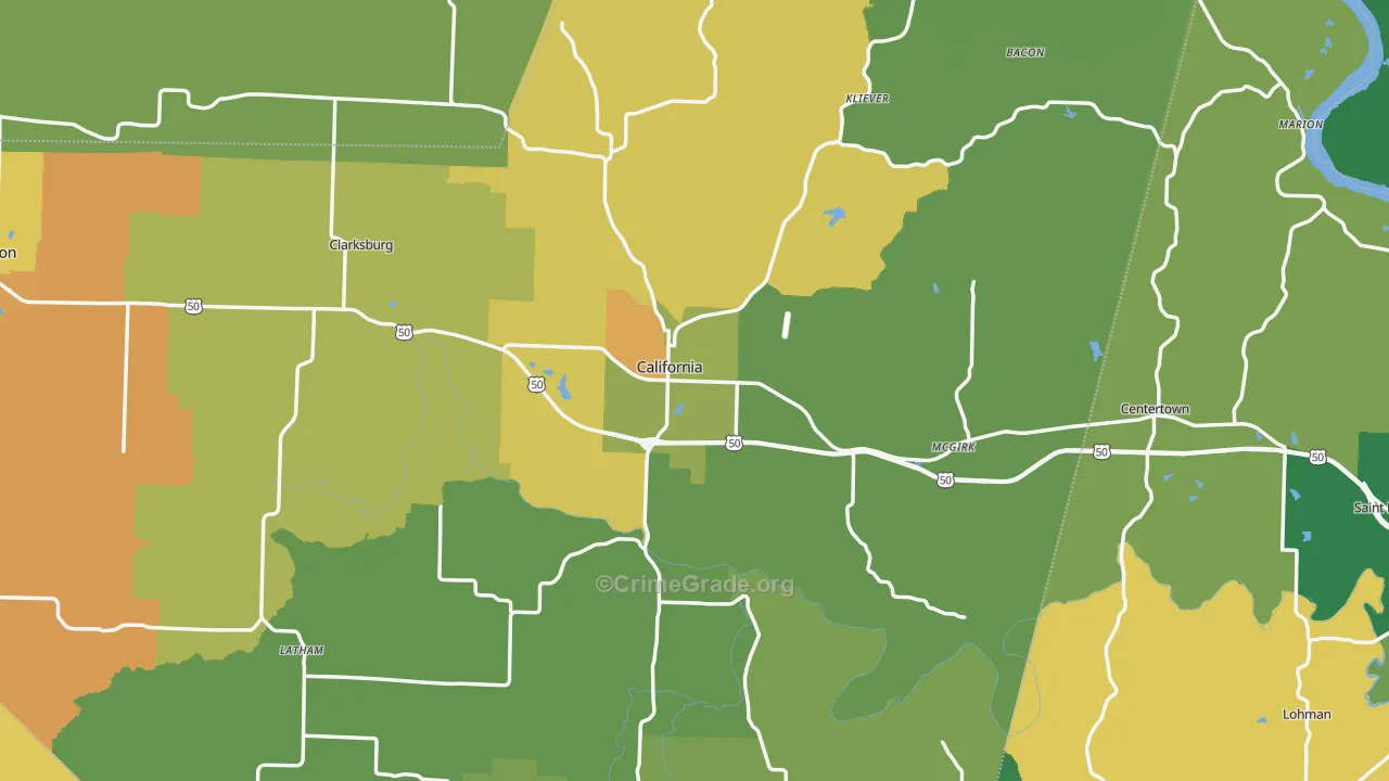California, MO Map of Vandalism Rates