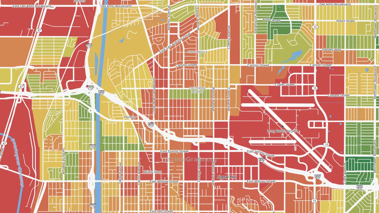 Californial Heights, Long Beach, CA Map of Vandalism Rates