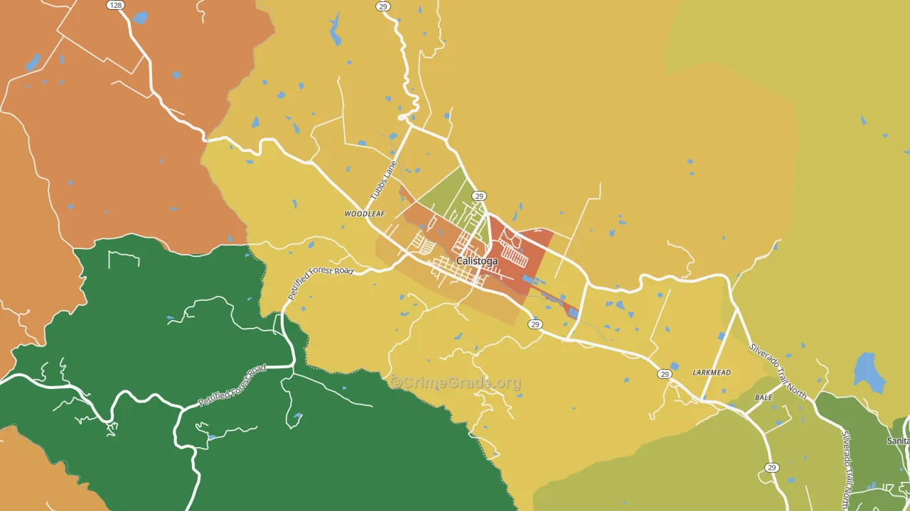 Calistoga, CA Map of Vandalism Rates
