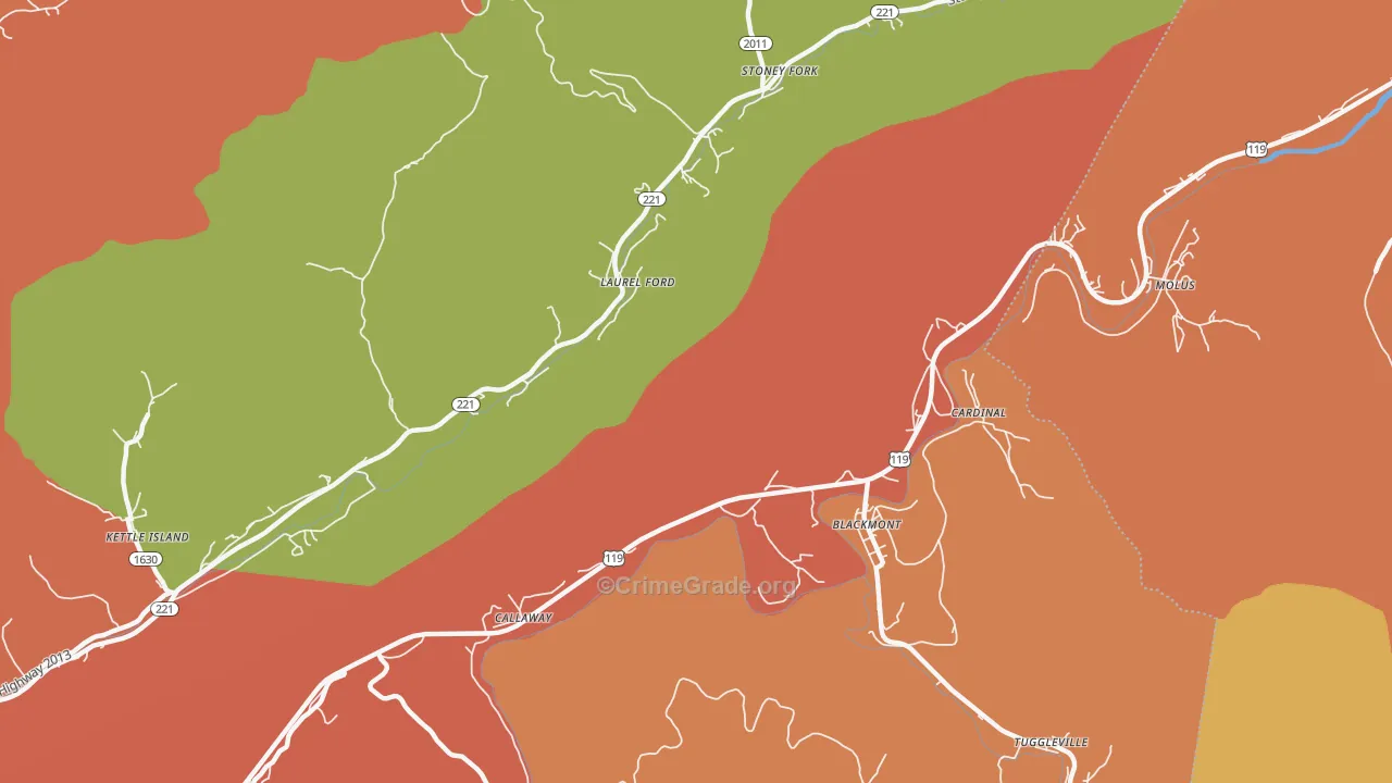 Callaway, KY Map of Vandalism Rates