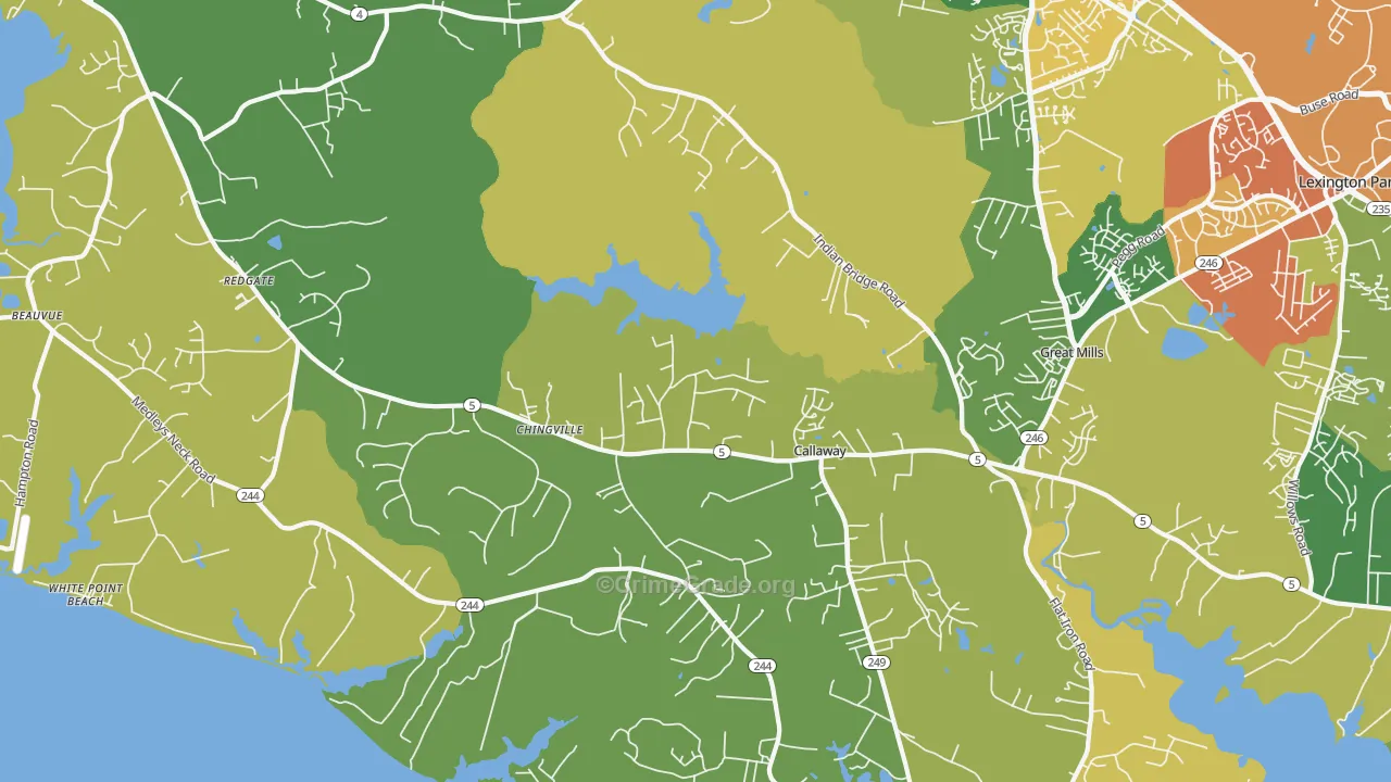 Callaway, MD Map of Vandalism Rates