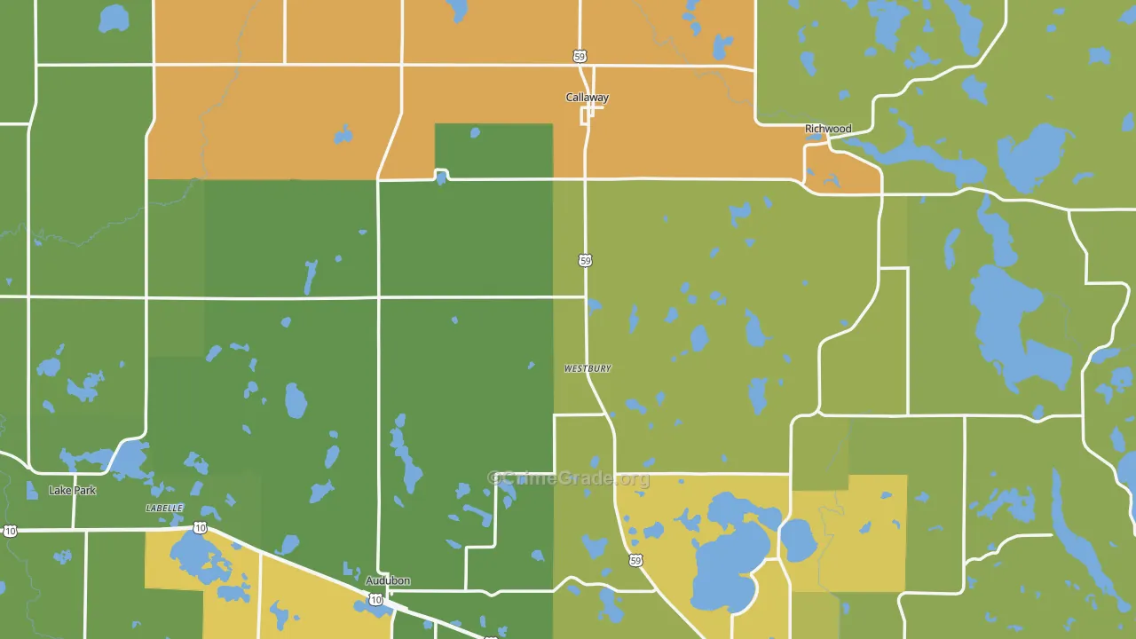 Callaway, MN Map of Vandalism Rates
