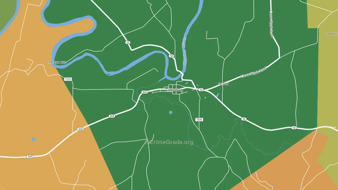 Callensburg, PA Map of Vandalism Rates