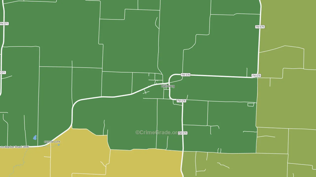 Callisburg, TX Map of Vandalism Rates