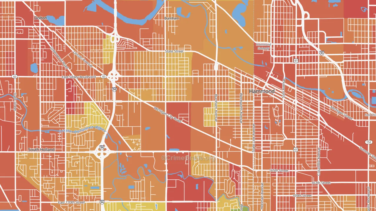Calumet City, IL Map of Vandalism Rates