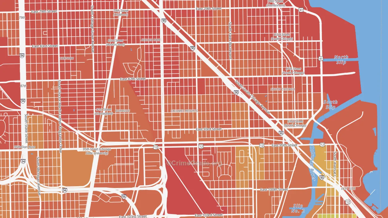 Calumet Heights, Chicago, IL Map of Vandalism Rates