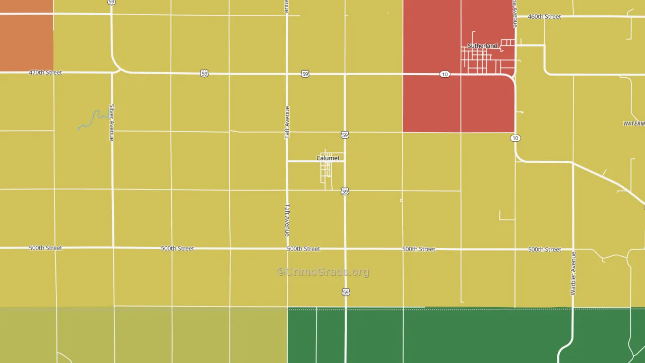Calumet, IA Map of Vandalism Rates