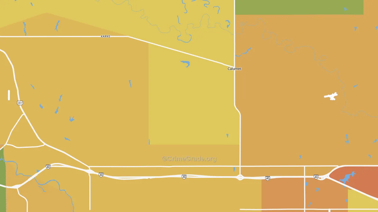 Calumet, OK Map of Vandalism Rates