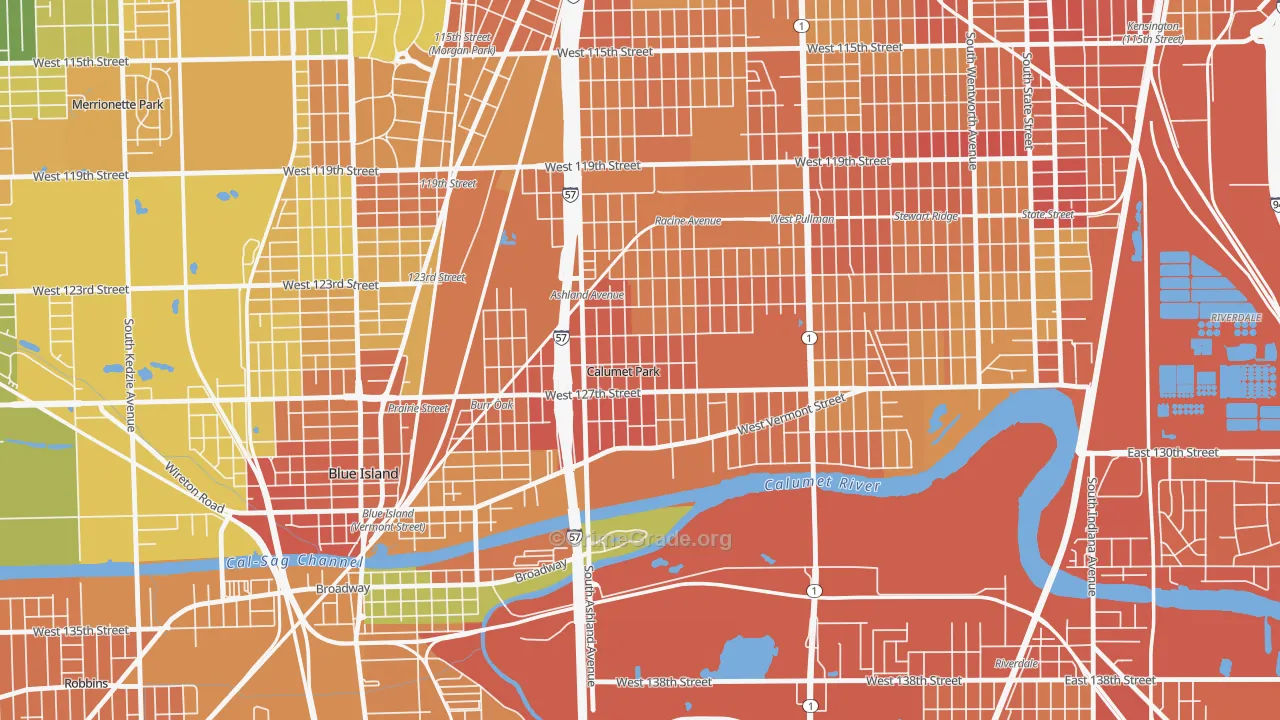Calumet Park, IL Map of Vandalism Rates
