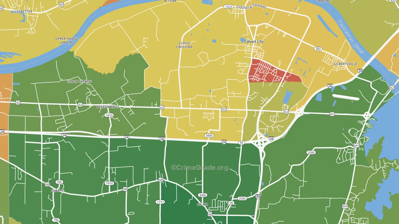 Calvert City, KY Map of Vandalism Rates