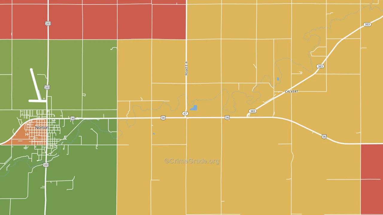 Calvert, KS Map of Vandalism Rates