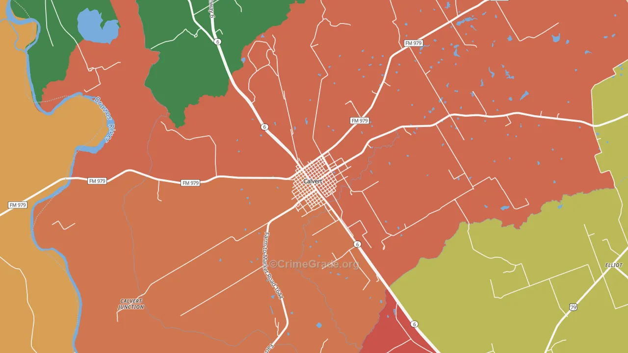 Calvert, TX Map of Vandalism Rates
