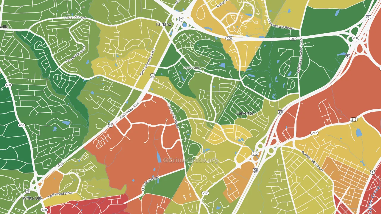 Calverton, MD Map of Vandalism Rates