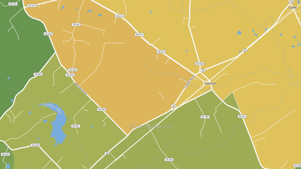 Calverton, VA Map of Vandalism Rates