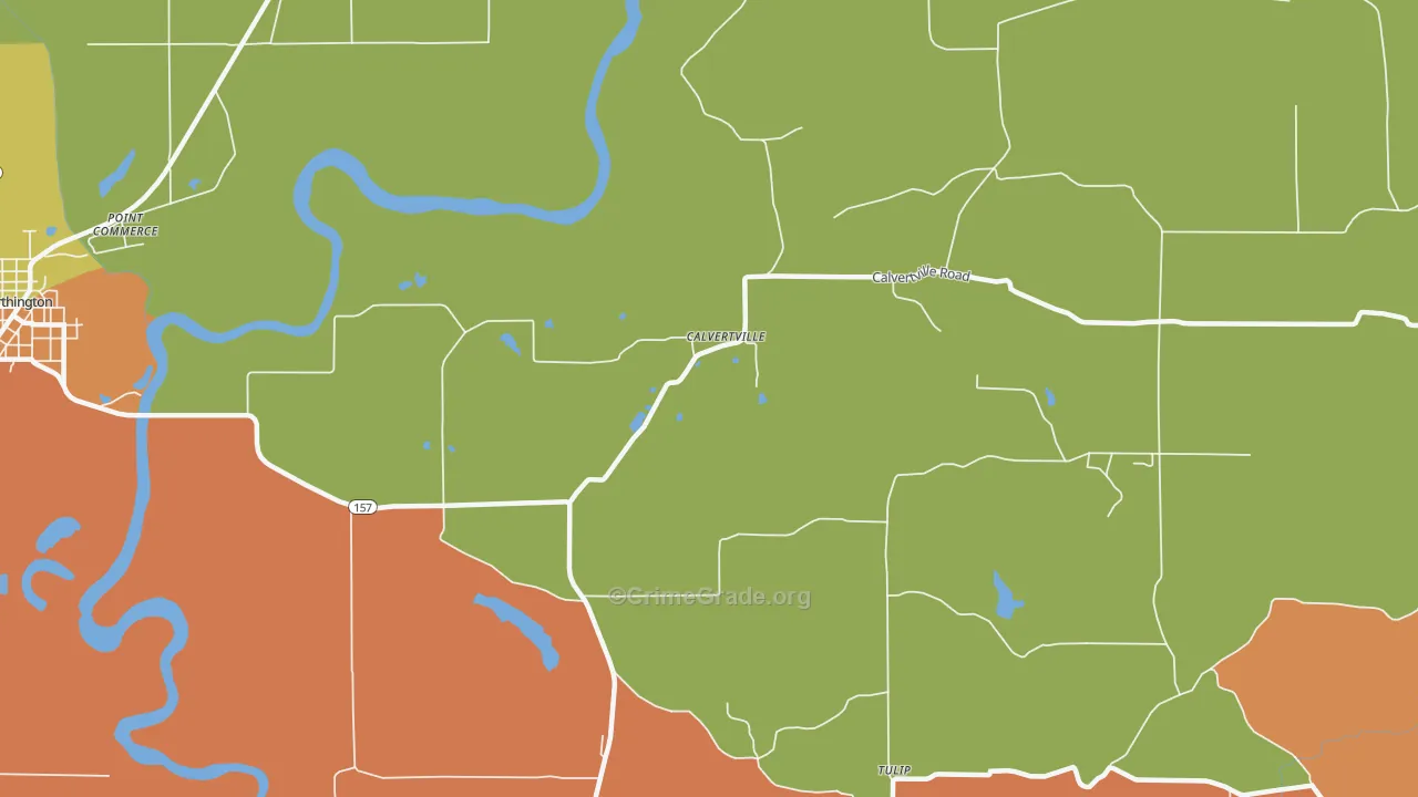 Calvertville, IN Map of Vandalism Rates