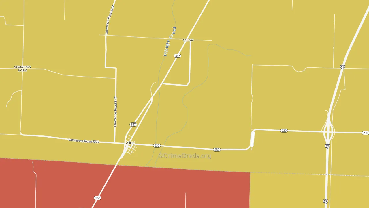 Calvin, AR Map of Vandalism Rates