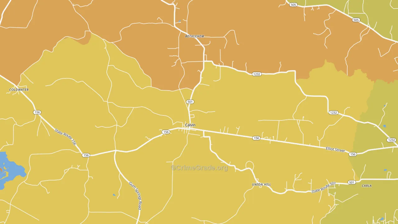Calvin, LA Map of Vandalism Rates