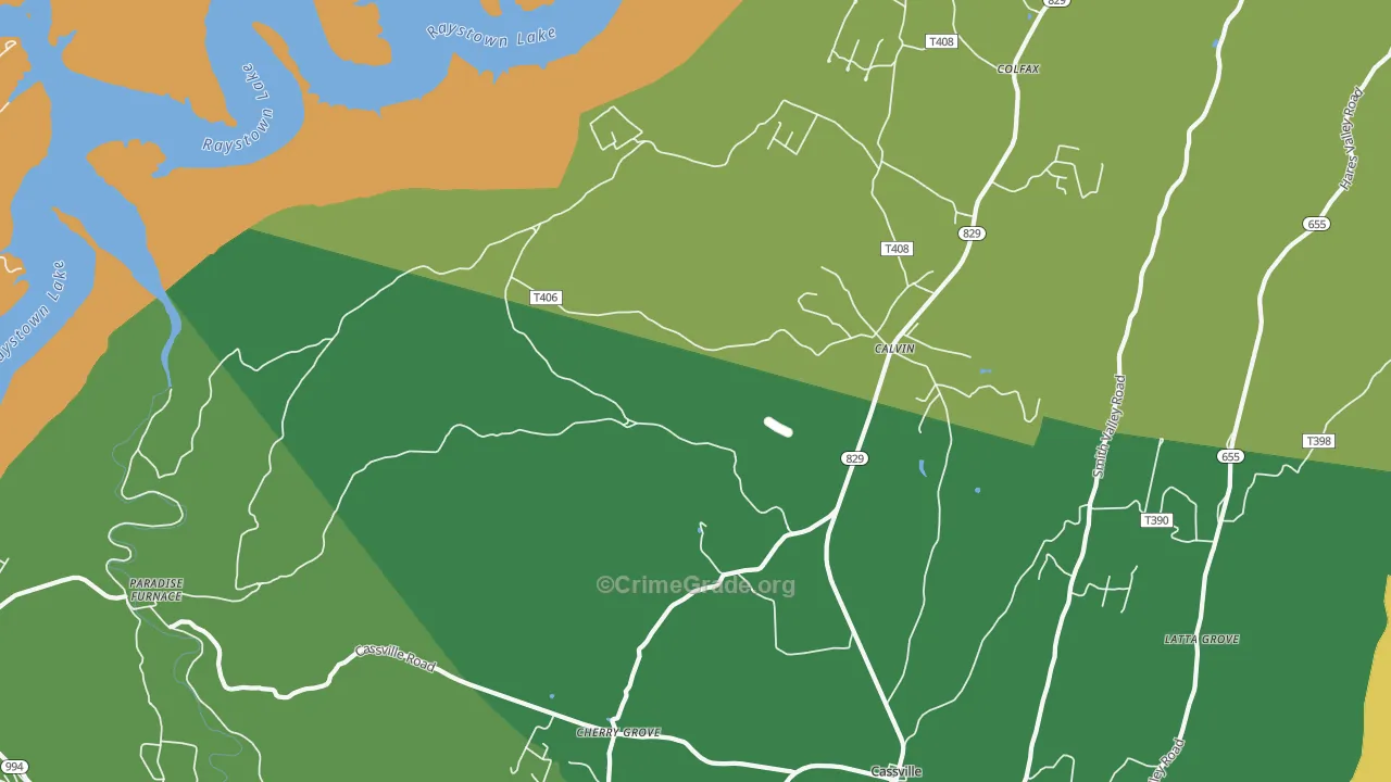 Calvin, PA Map of Vandalism Rates