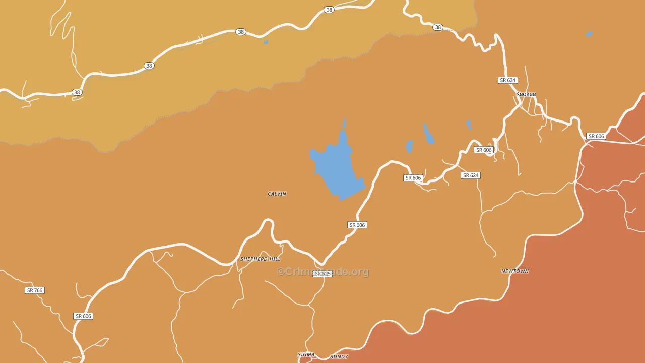 Calvin, VA Map of Vandalism Rates