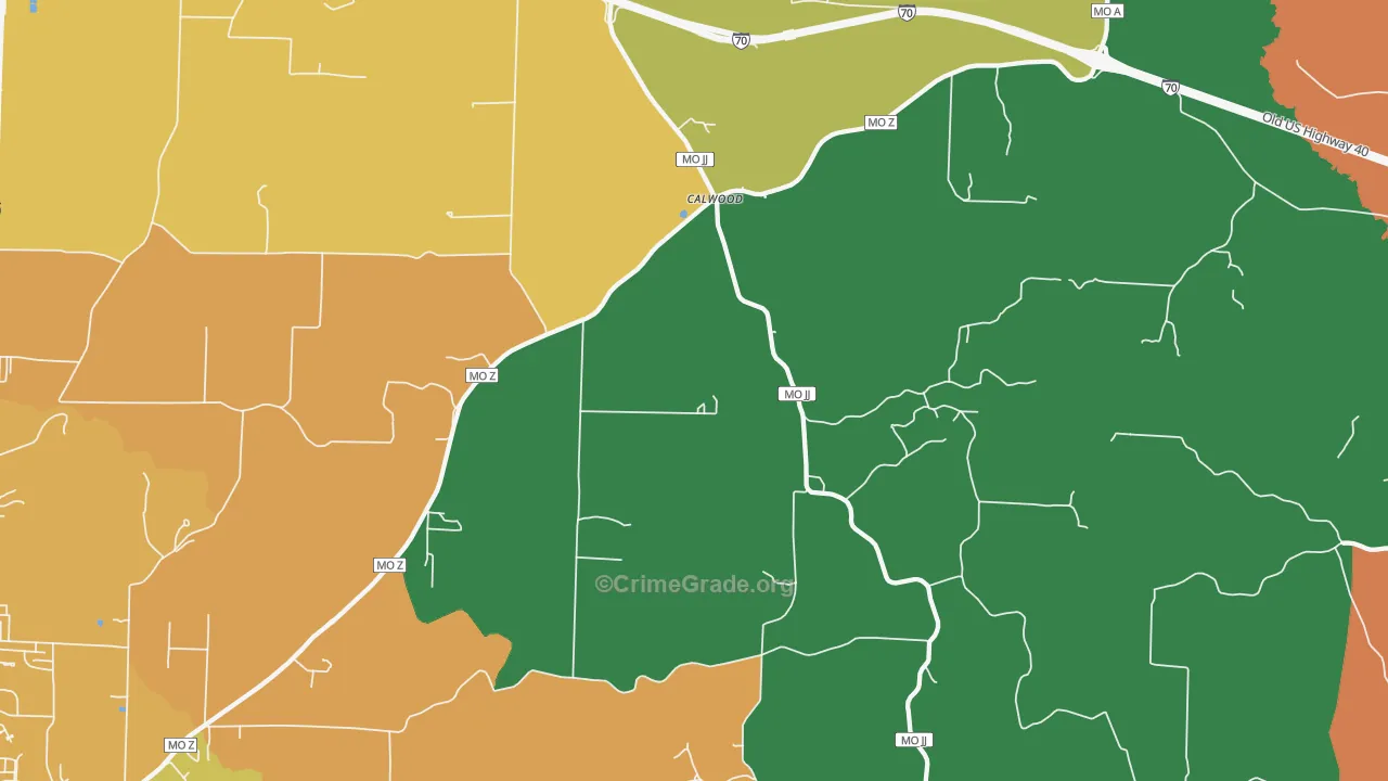 Calwood, MO Map of Vandalism Rates