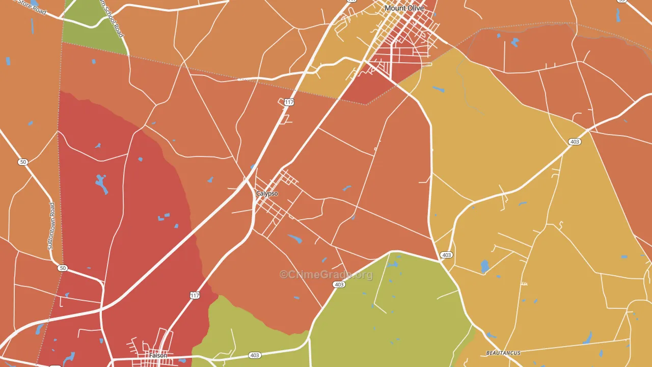 Calypso, NC Map of Vandalism Rates