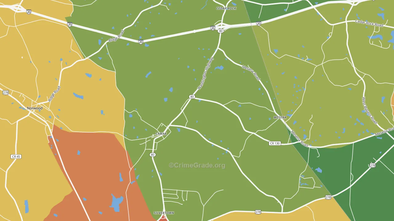 Camak, GA Map of Vandalism Rates