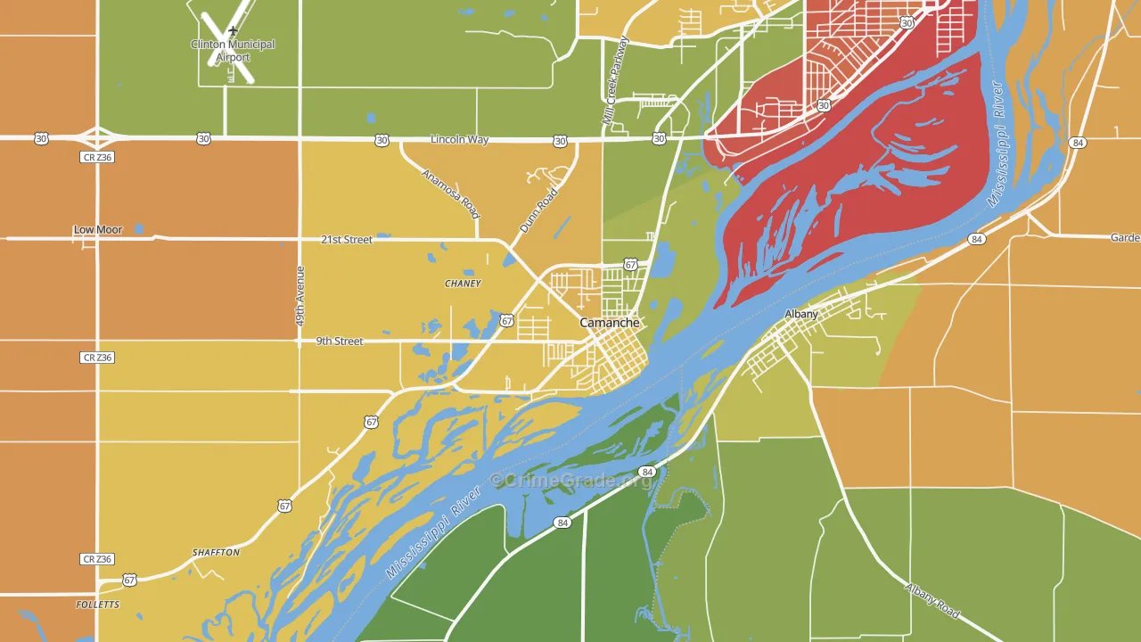Camanche, IA Map of Vandalism Rates