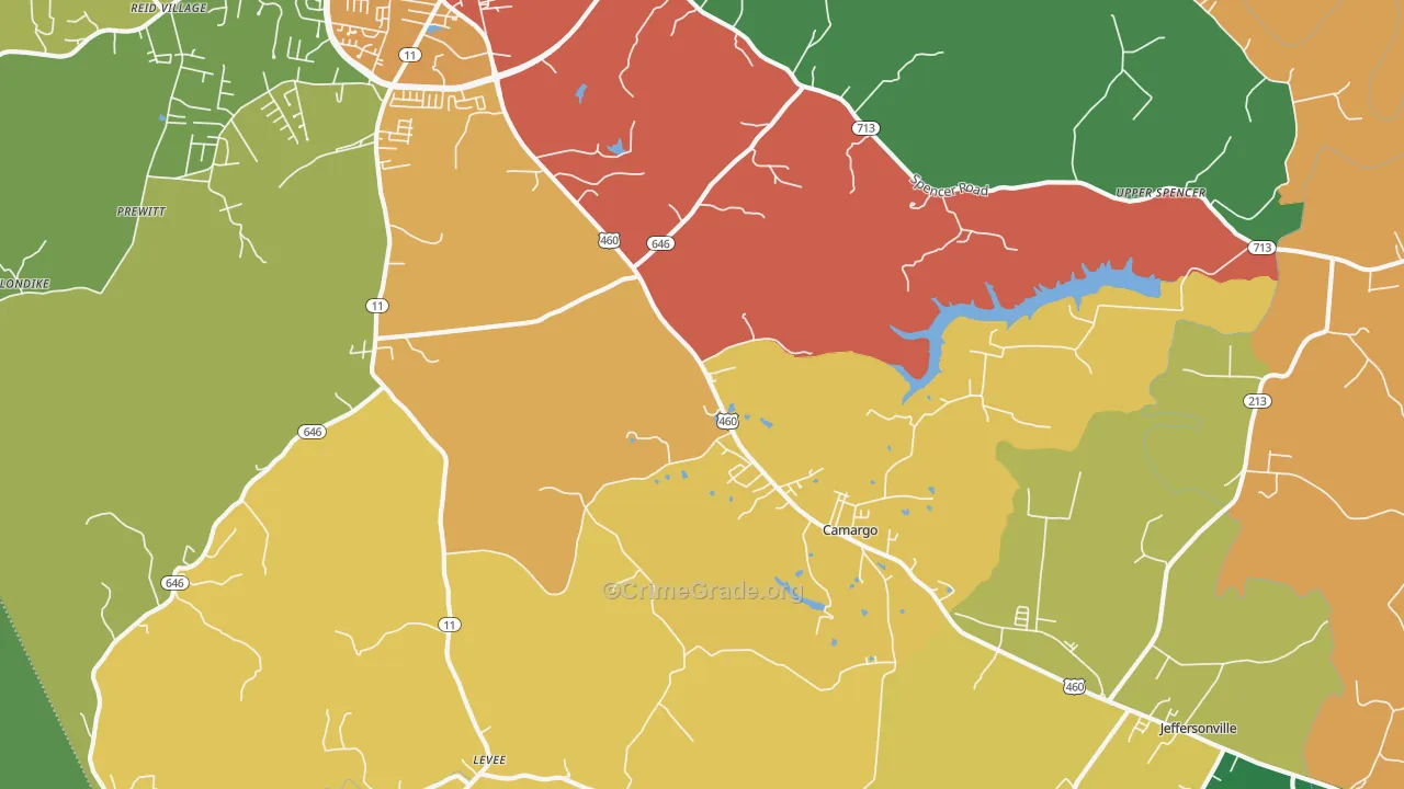 Camargo, KY Map of Vandalism Rates