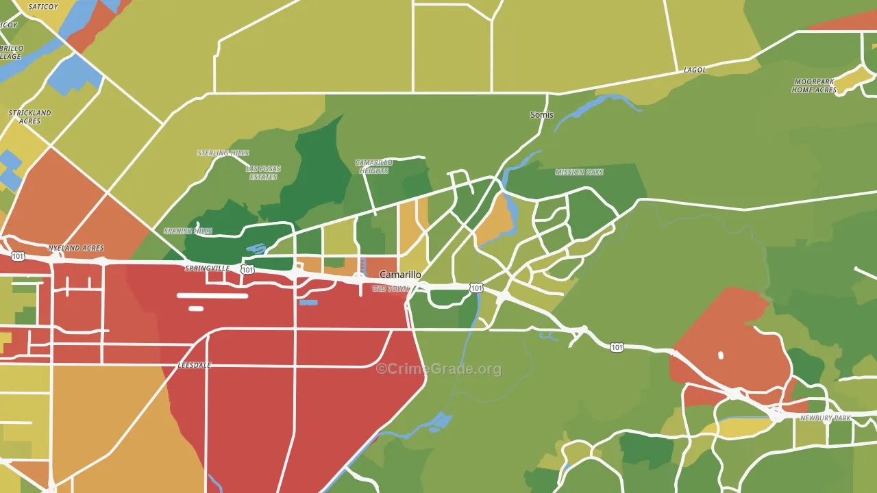 Camarillo, CA Map of Vandalism Rates