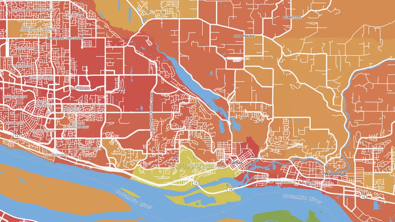 Camas, WA Map of Vandalism Rates