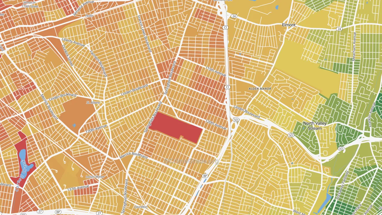 Cambria Heights, Queens, NY Map of Vandalism Rates