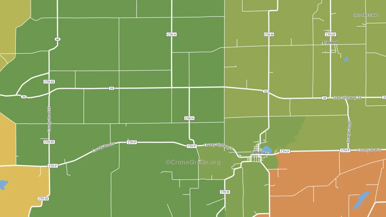 Cambria, WI Map of Vandalism Rates