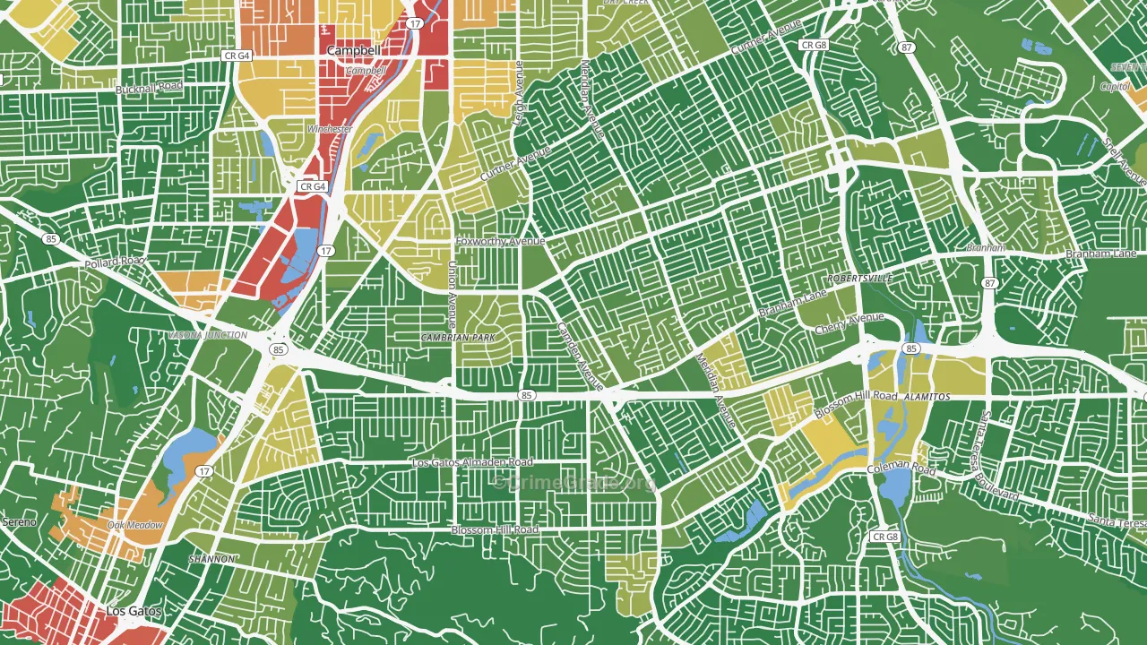 Cambrian Park, San Jose, CA Map of Vandalism Rates