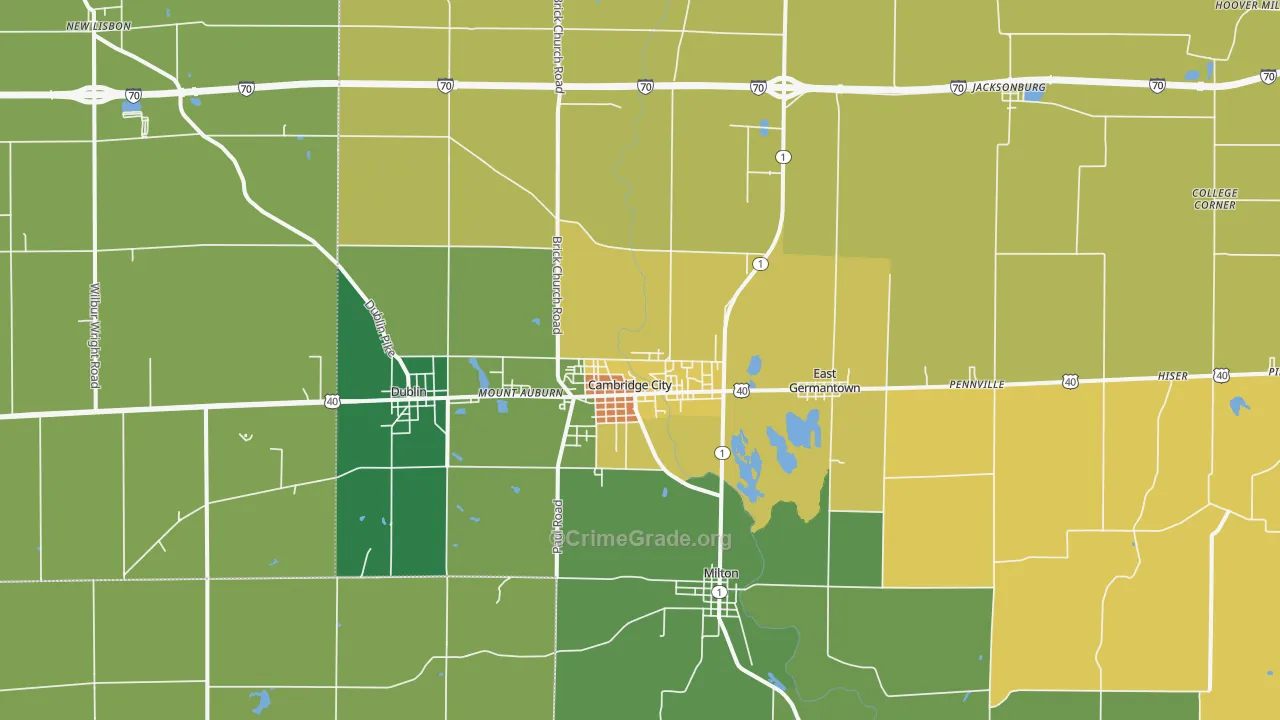 Cambridge City, IN Map of Vandalism Rates