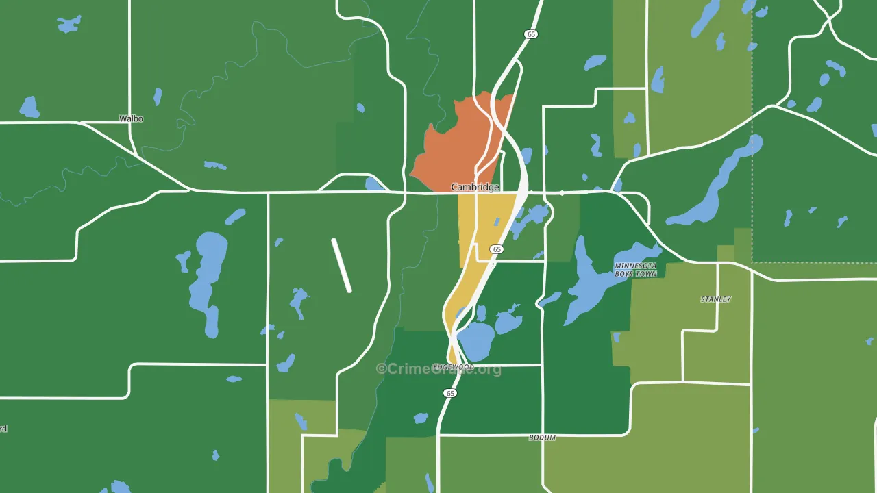 Cambridge, MN Map of Vandalism Rates