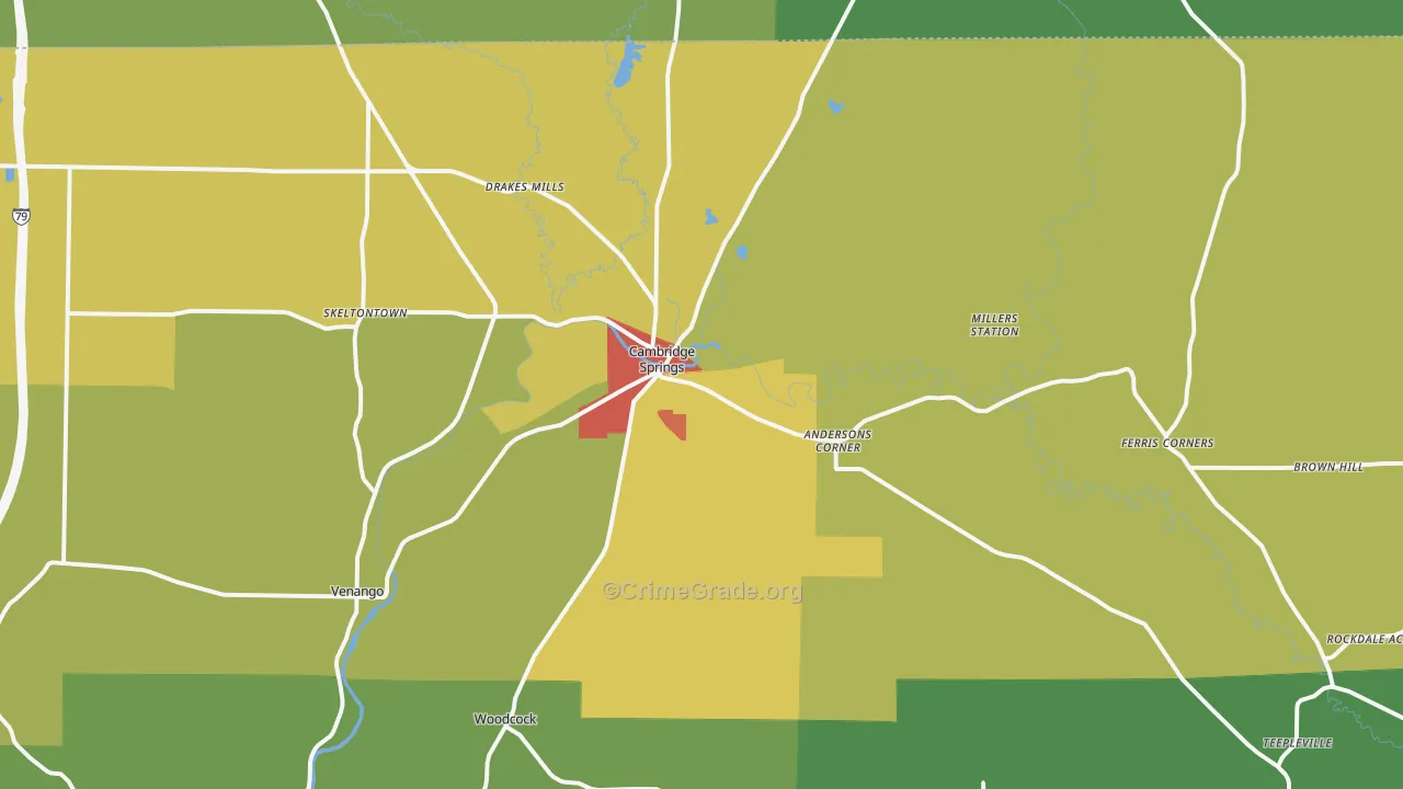 Cambridge Springs, PA Map of Vandalism Rates