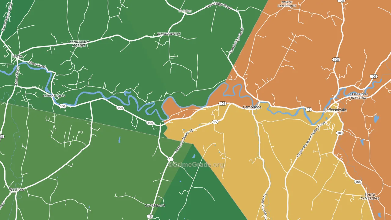 Cambridge, VT Map of Vandalism Rates
