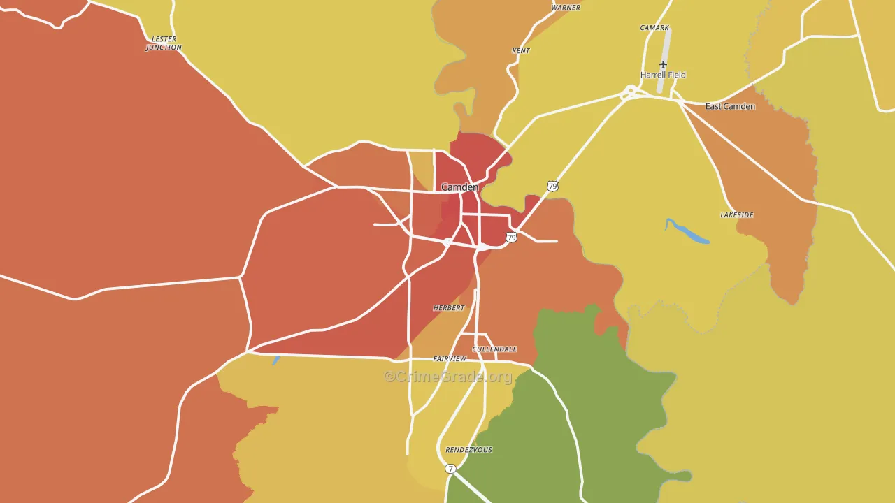 Camden, AR Map of Vandalism Rates